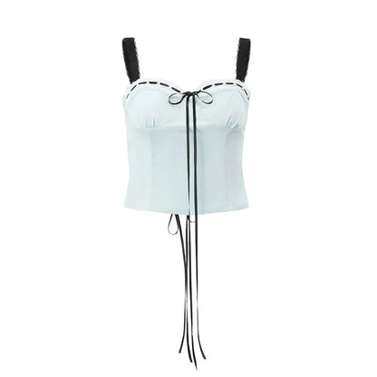 Blue Lace Bandage Slip Tank Top