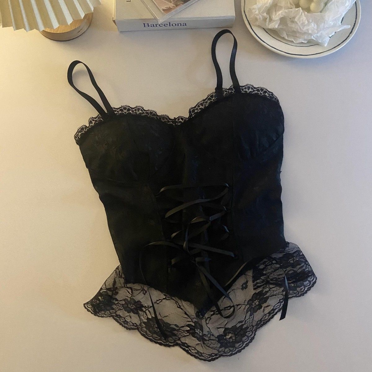 Spaghetti Strap Lace Corset Top
