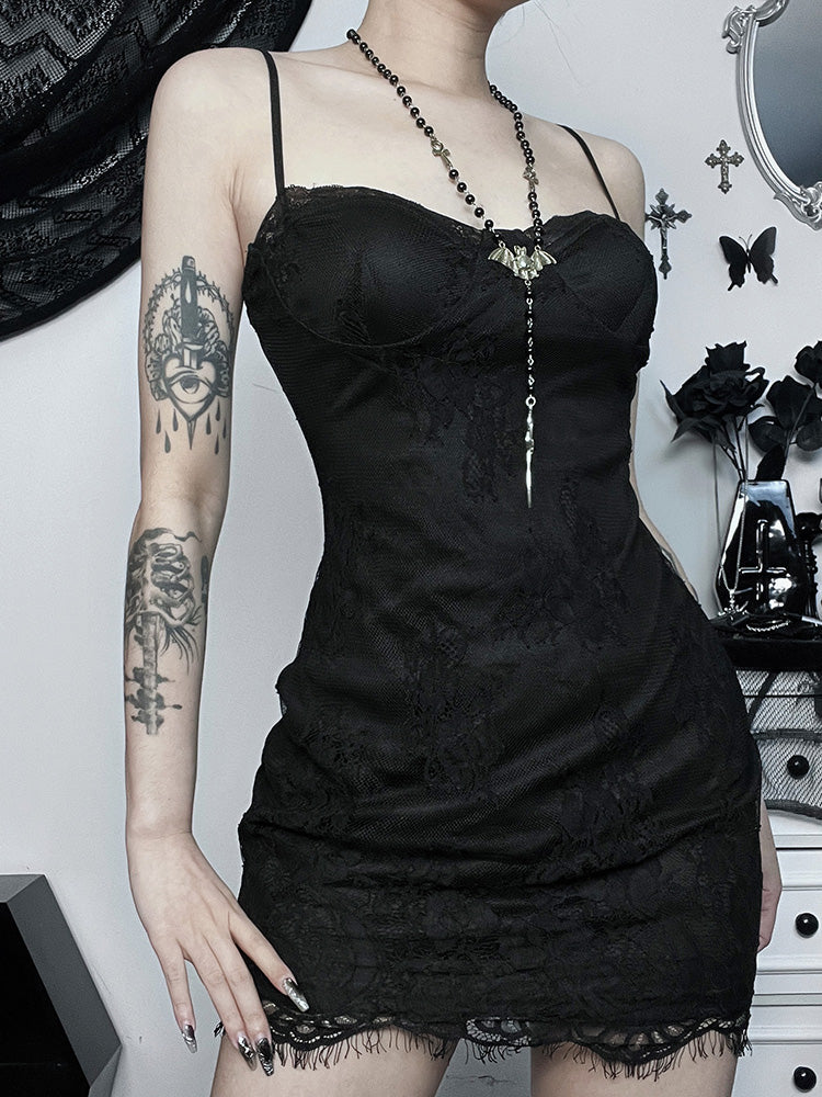 2PCS Lace Trim Bodycon Dress + Cardigan