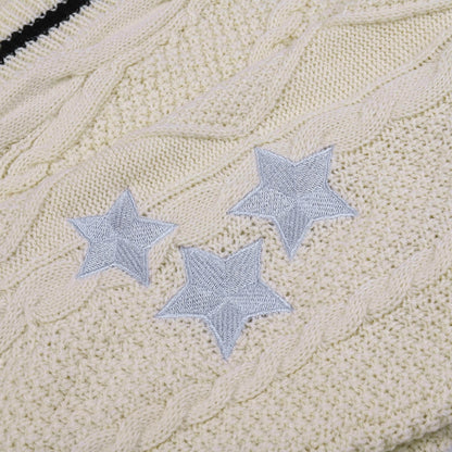 Preppy Star Print V Neck Sweater