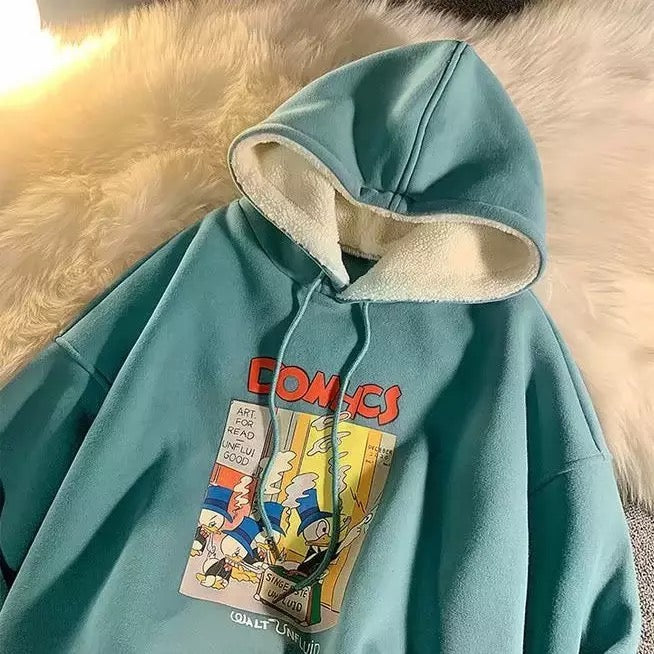 Cute Comic Cartoon 90s Vintage Retro Oversized Loose Hoodie Sweatshirt Pullover Sweater Casual E-Girl Kawaii Korean Japanese Harajuku Streetwear