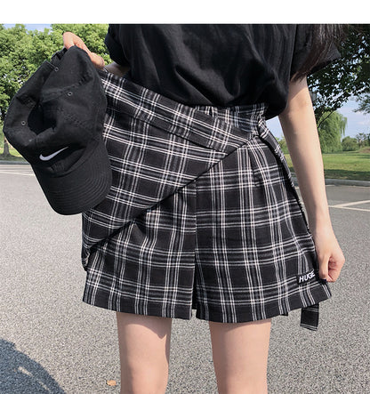 Cute Plaid Checkered High Waisted Mini Skirt Preppy School Girl Vintage Autumn Winter E-Girl Kawaii Korean Japanese Harajuku Retro Streetwear
