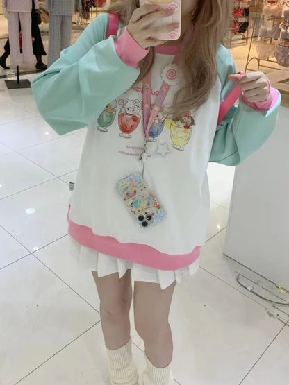 Animal Dessert Patchwork Sweatshirt