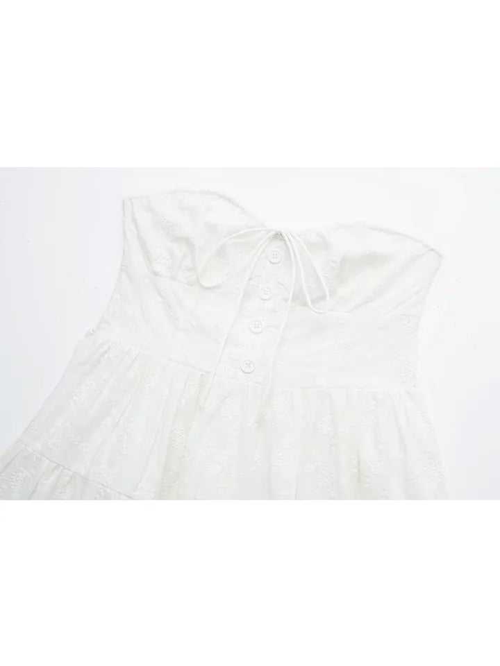 White Strapless Lace Dress
