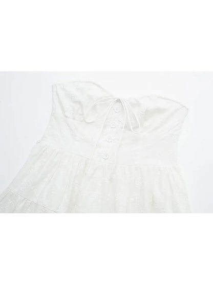 White Strapless Lace Dress