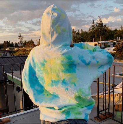 Cute Pastel Pink Tie Dye Rainbow Colorful Sweater Pullover Hoodie Sweatshirt E-Girl Kawaii Korean Japanese Harajuku Retro Streetwear Aesthetic