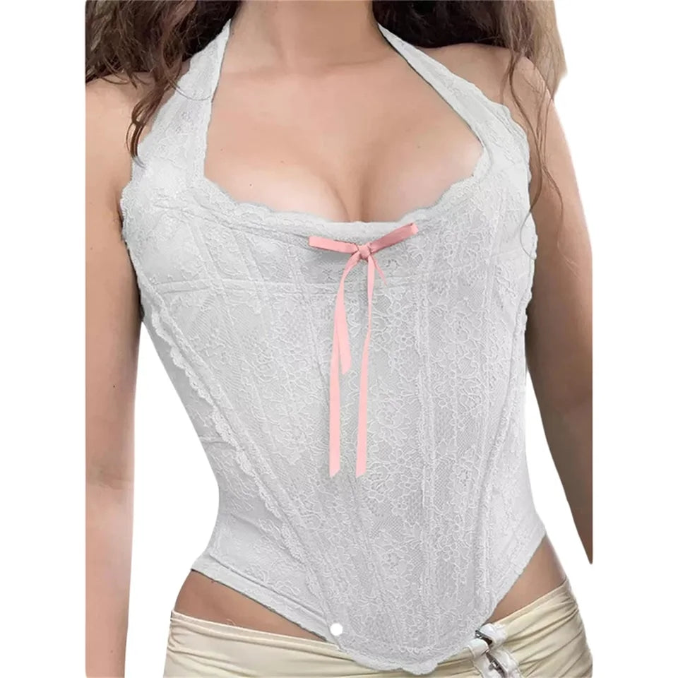 Blue Lace Corset Top
