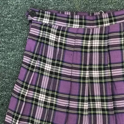 Purple Plaid Spring Summer High Waisted Pleated Skirt School Girl Skater Bottoms E-Girl Kawaii Korean Japanese Harajuku Streetwear