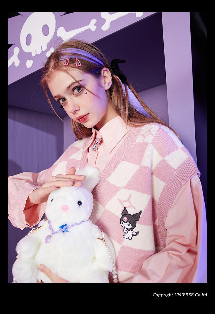 Japanese Anime Checkered Vest Sweater
