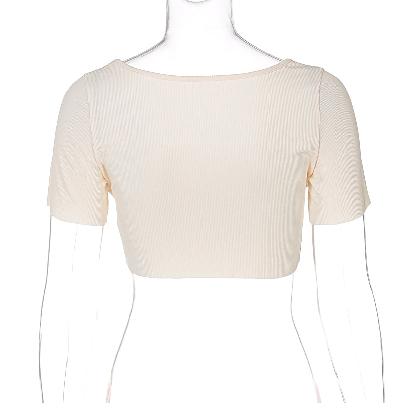 Beige Square Neck Crop Top