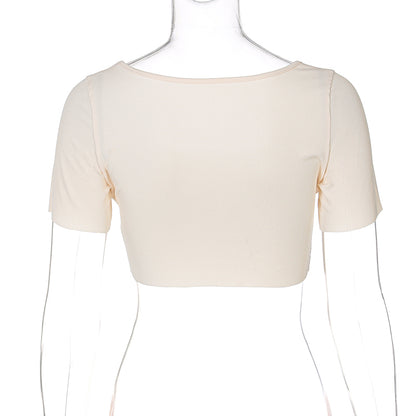 Beige Square Neck Crop Top