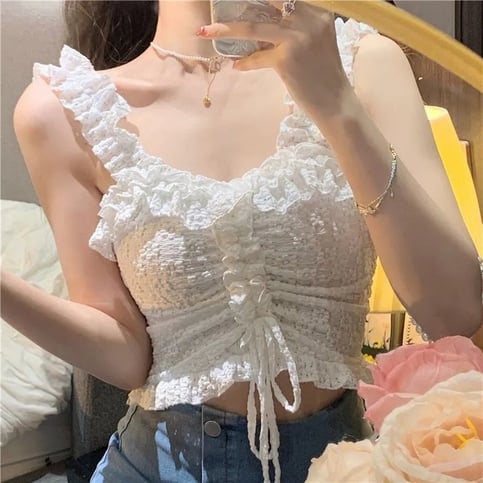 White Lace Frill Camisole