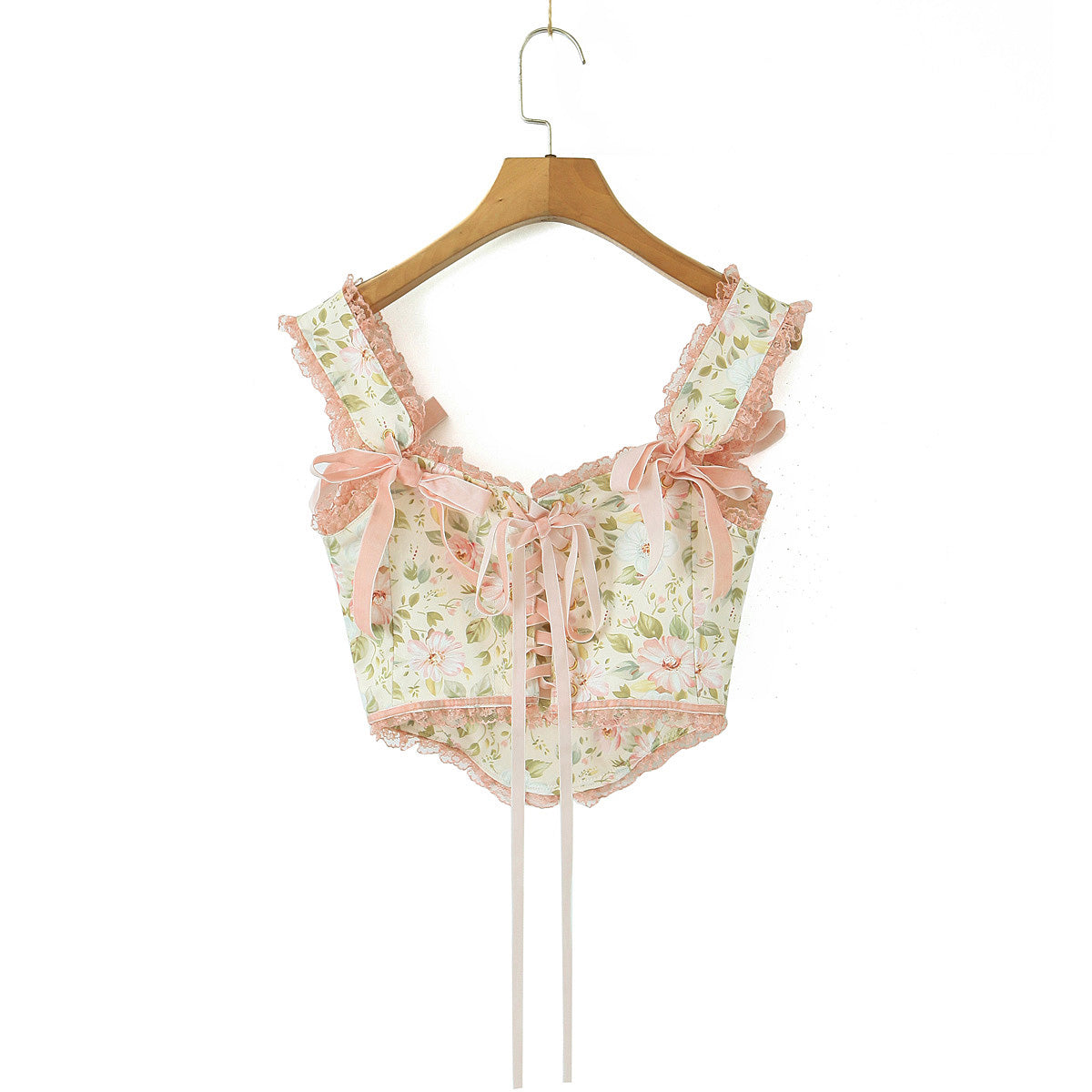 Floral Print Lace Up Corset Top + Mini Skirt