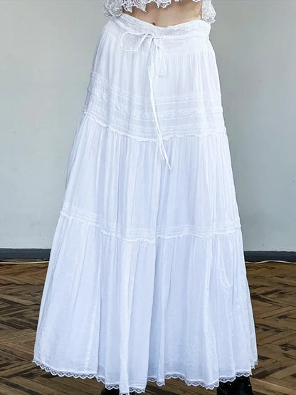 White Low Waist Maxi Skirt