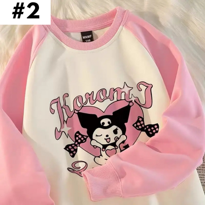 Japanese Anime Cartoon Patchwork Long Sleeve Shirt