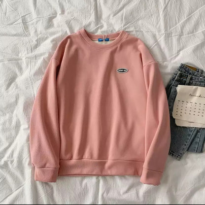 Cute Vintage Velvet Thick Embroidery Oversized Loose Hoodie Sweatshirt Pullover Sweater Casual E-Girl Kawaii Korean Japanese Harajuku Streetwear