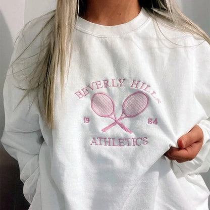 White Tennis Embroidery Sweater