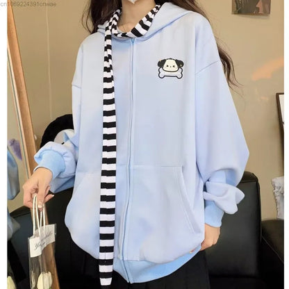 Japanese Dog Long Ears Zip Up Hoodie