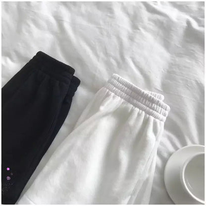 Cute Black White Sky Star Moon Planet Embroidery Casual Sport Shorts Cycling Running Gym High Waist E-Girl Kawaii Korean Japanese Harajuku Streetwear