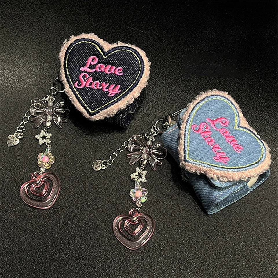 3D Denim Love Heart Coin Purse