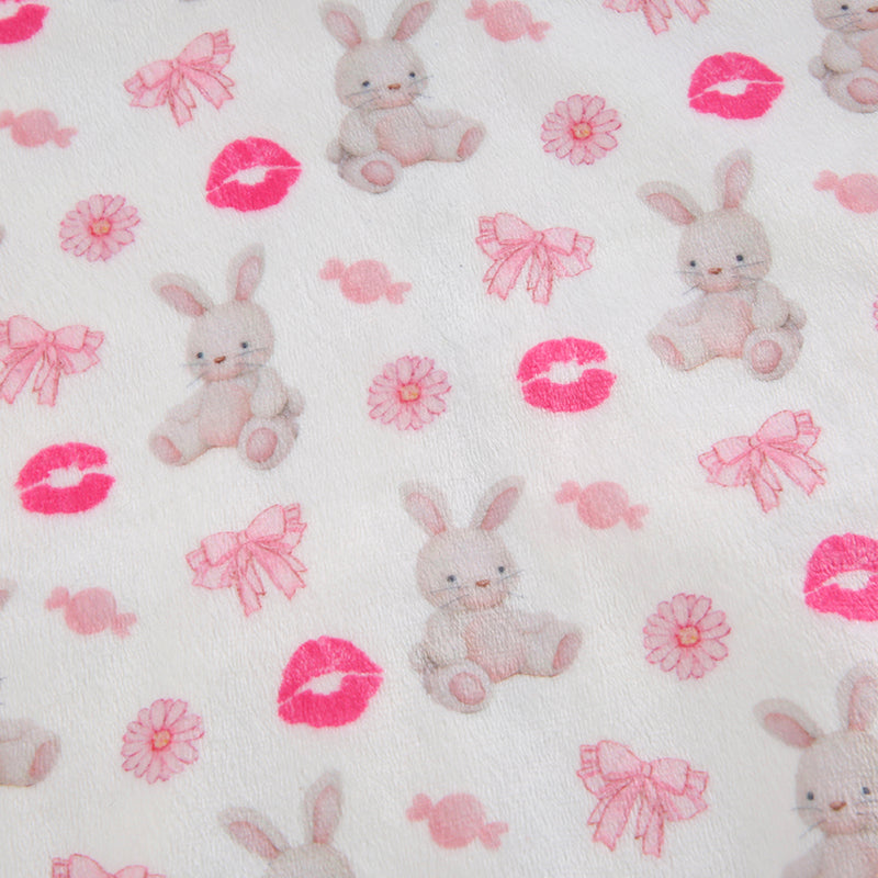 2PCS Rabbit Print Tracksuit Hoodie + Mini Skirt Set