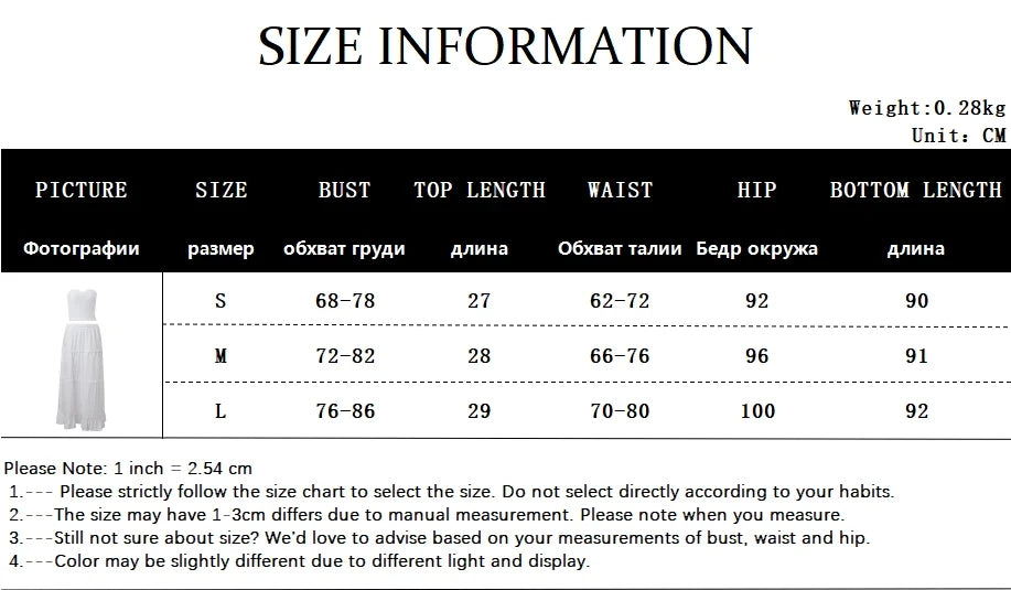 2PCS Strapless Tank Top + Pleated Long Skirt