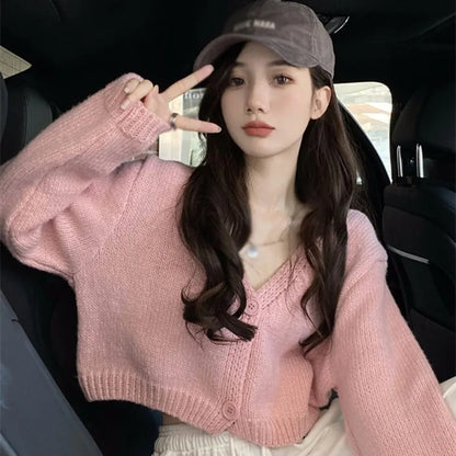 Pastel Knit V Neck Cardigan