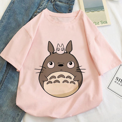 Cute Anime Japanese Print Cartoon Oversize Short Sleeve T-shirt