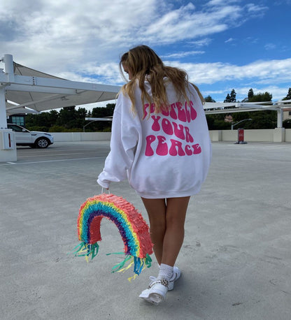 Peace Graphic Print Oversized Hoodie