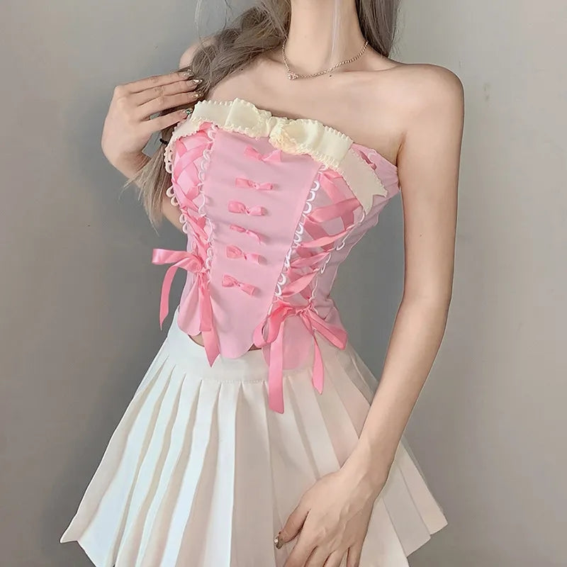 Pink Bow Corset Top