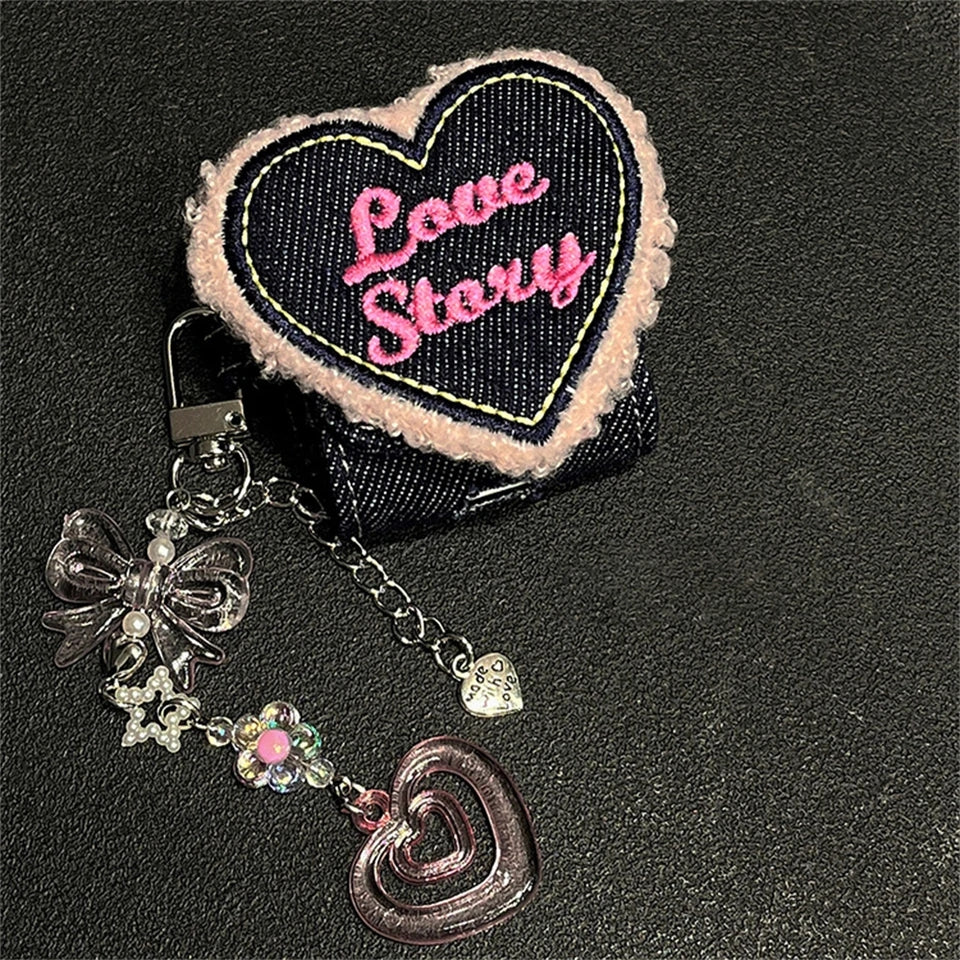 3D Denim Love Heart Coin Purse