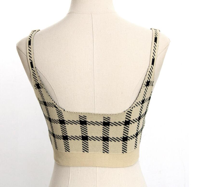 Cute 2 Pcs Gingham Plaid Sweater Knit Button Up Crop Top Shirt Tee T-shirt E-Girl Kawaii Korean Japanese Harajuku Chinese Retro Streetwear Aesthetic