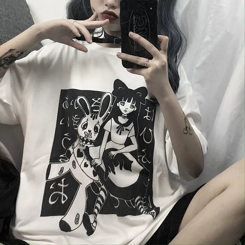 Anime Girl Doll Print Short Sleeve T-shirt