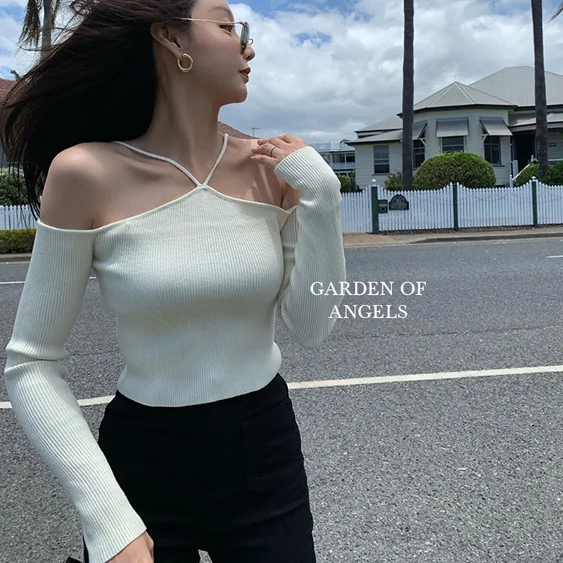 Halter Cut Out Knit Sweater