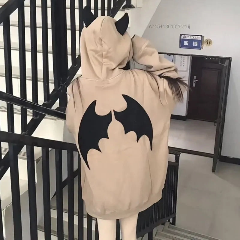 Demon Horn Oversized Zipper Hoodie