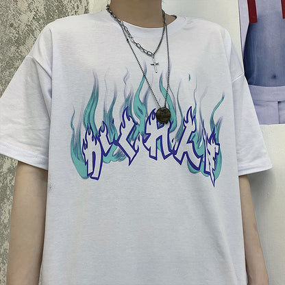 Cute Graphic Letter Graffiti Art Top Short Sleeve Shirt Tee T-shirt E-Girl Kawaii Korean Japanese Harajuku Chinese Retro Streetwear Aesthetic