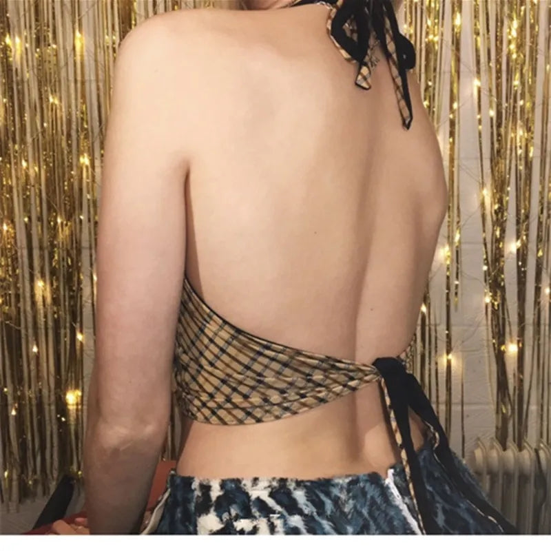 Vintage Plaid Halter Top