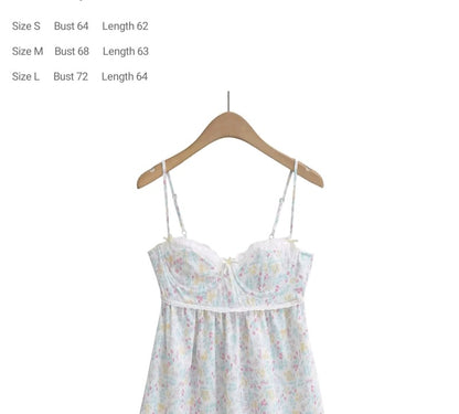 Floral Print Lace Trim Sling Dress