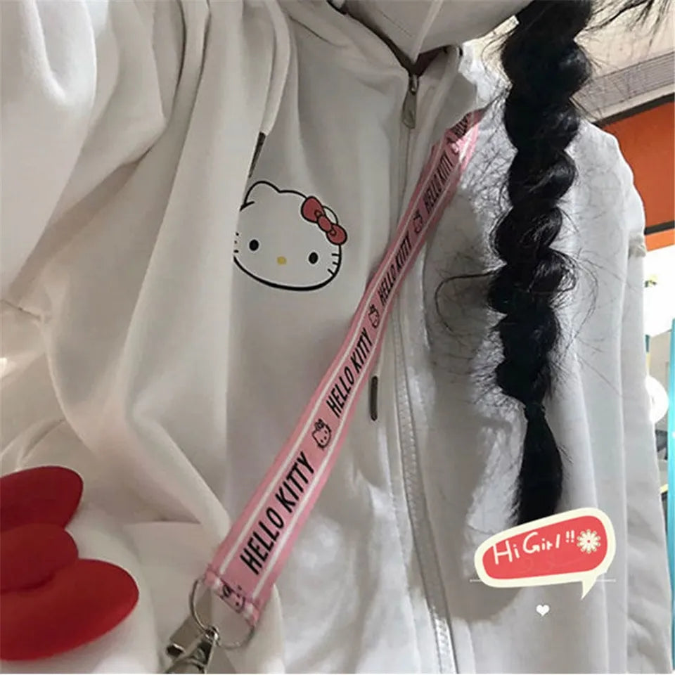 White Kitty Cat Anime Japanese Hoodie