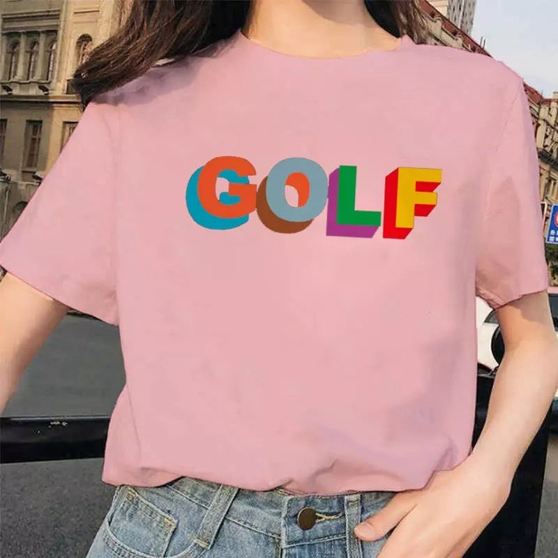 Cute Golf 90s Graphic Print Short Sleeve Shirt T-shirt Tee Top Kawaii Korean Japanese Harajuku Chinese Retro Streetwear Aesthetic Fashion