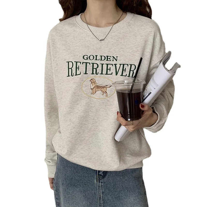 Letter Dog Embroidery Sweater