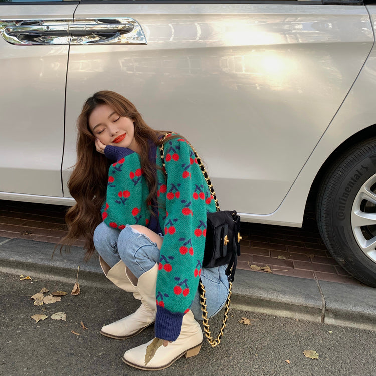 Cherry Print Soft Knit Cardigan