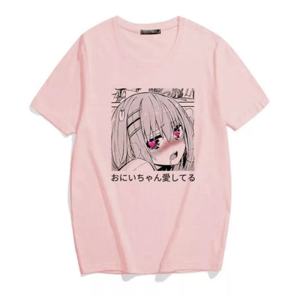 Cute Anime Sweet Girl Cartoon Short Sleeve T-shirt Print Punk Goth Loose Aesthetic Casual Summer E-Girl Kawaii Korean Japanese Harajuku