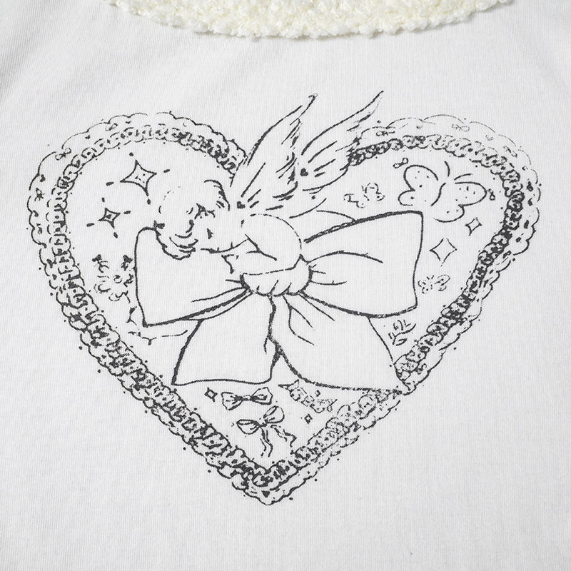 White Heart Fairy Print Long Sleeve Shirt