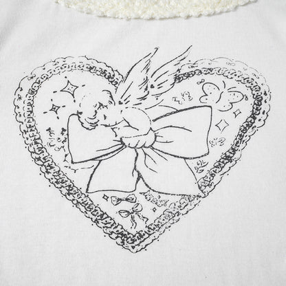 White Heart Fairy Print Long Sleeve Shirt