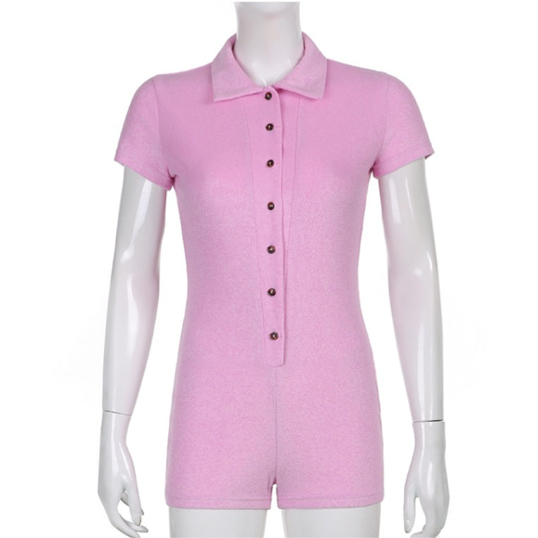 Pink Button Up Romper