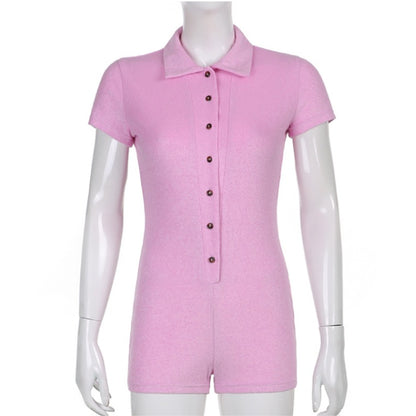 Pink Button Up Romper