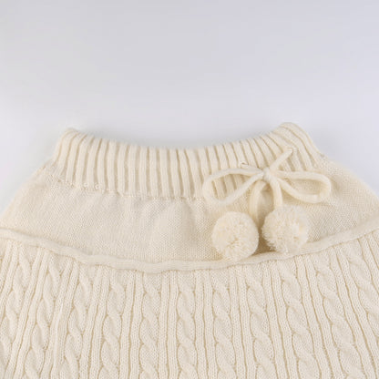 White Knit Twist Mini Skirt