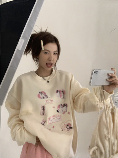 Cat Puppy Print Sweatshirt
