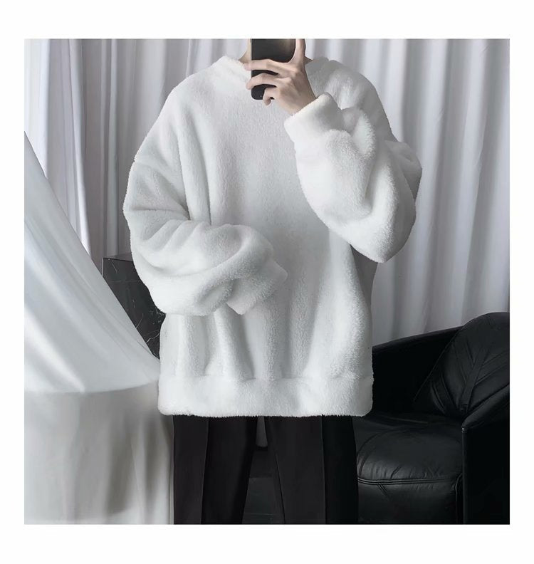 Faux Fluffy Lamb Crew Neck Sweater